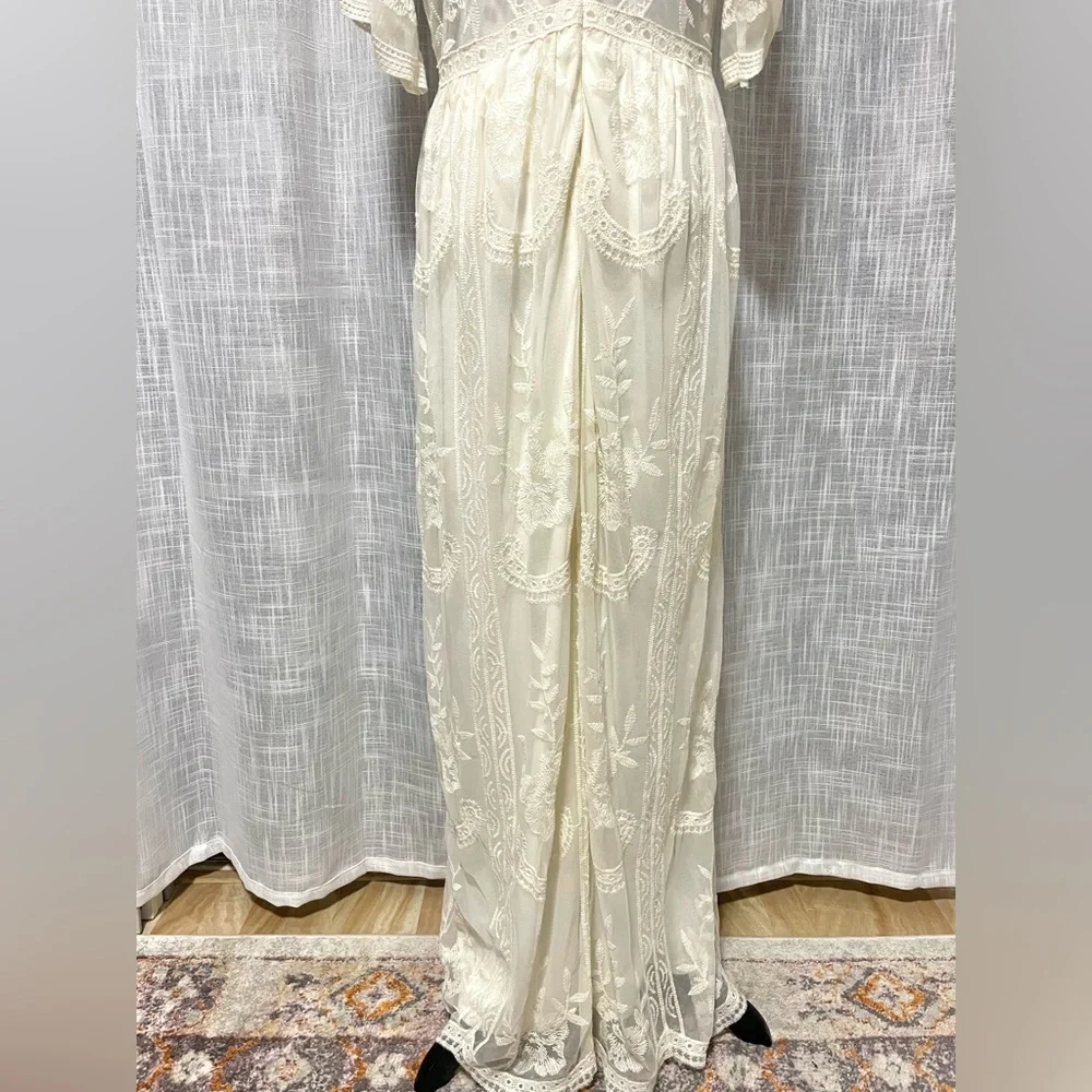 PinkBlush Cream Lace Mesh Overlay Maternity Maxi Dress Women's XL - Picture 8 of 16